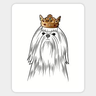 Maltese Dog King Queen Wearing Crown Sticker